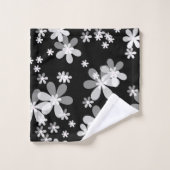 Schwarz-weiß blumenreich badhandtuch set (Waschlappen)