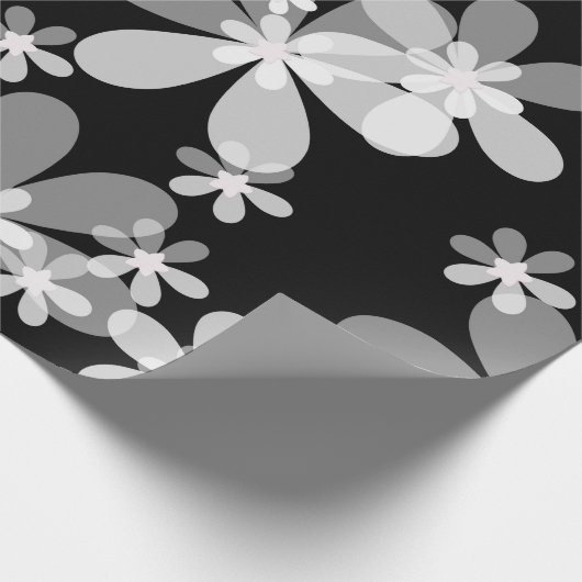 Schwarz-weiß blumenreich geschenkpapier (Ecke)