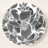 Schwarz-weiß blumenreich getränkeuntersetzer (Vorne)