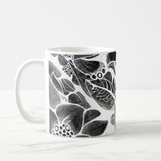 Schwarz-weiß blumenreich kaffeetasse (Links)