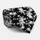 Schwarz-weiß blumenreich krawatte (Gerollt)