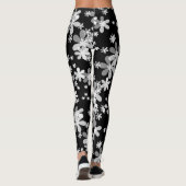 Schwarz-weiß blumenreich leggings (Rückseite)