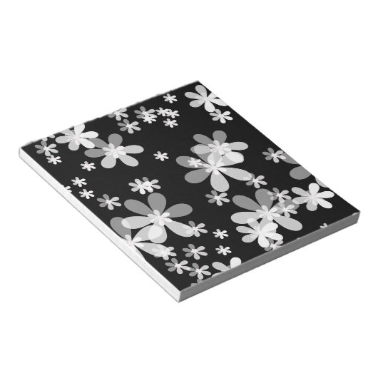 Schwarz-weiß blumenreich notizblock (angewinkelt)