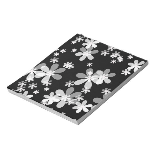 Schwarz-weiß blumenreich notizblock (Rotiert)