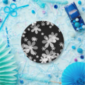 Schwarz-weiß blumenreich pappteller (Party)