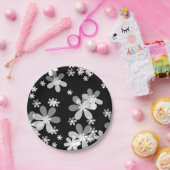 Schwarz-weiß blumenreich pappteller (Party)