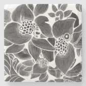 Schwarz-weiß blumenreich steinuntersetzer (Vorderseite)