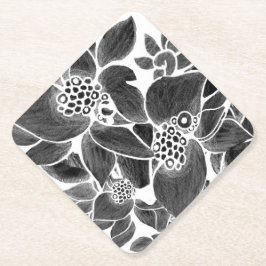 Schwarz-weiß blumenreich untersetzer