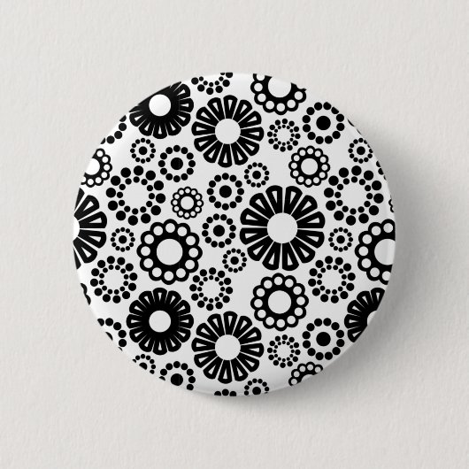 Schwarz-Weiß-Blumenschaltfläche Button (Vorderseite)