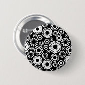 Schwarz-Weiß-Blumenschaltfläche Button (Vorne & Hinten)