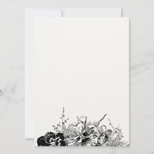 Schwarz-Weiß-Blumenschaum Kinderdusche Einladung (Rückseite)