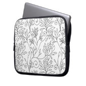 Schwarz-Weiß-Blumenschlacke Laptopschutzhülle (Vorderseite Links)