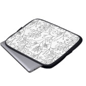 Schwarz-Weiß-Blumenschlacke Laptopschutzhülle (Vorne Knopf)