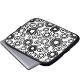 Schwarz-Weiß-Blumenschlacke Laptopschutzhülle (Vorne Knopf)
