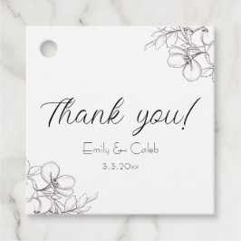 Schwarz-Weiß-Blumenstrauß Kunst Danke für die Tags Geschenkanhänger