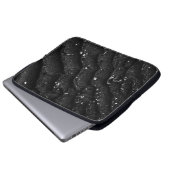 Schwarz-Weiß-Blumentextilien Laptopschutzhülle (Vorne Knopf)