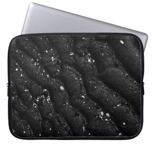 Schwarz-Weiß-Blumentextilien Laptopschutzhülle