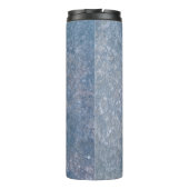 Schwarz-Weiß-Blumentextilien Thermosbecher (Rückseite)