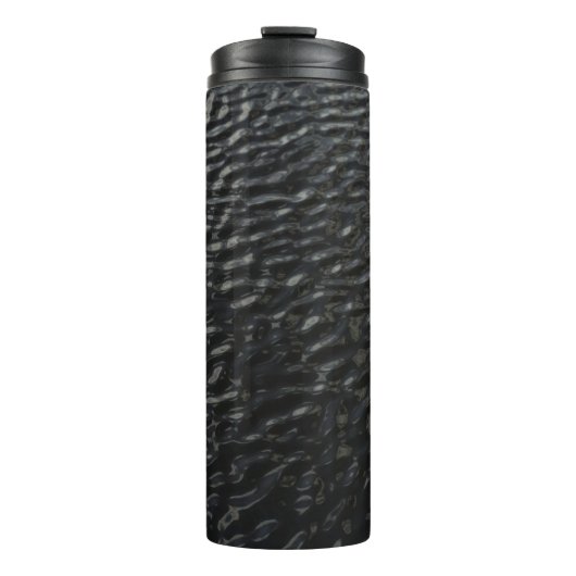 Schwarz-Weiß-Blumentextilien Thermosbecher (Vorderseite)