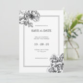 Schwarz-Weiß-Blumenzehen retten Termine Einladung (Stehend Vorderseite)