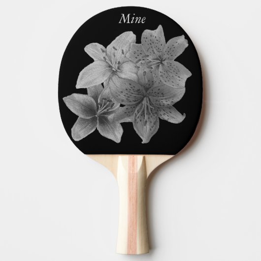 Schwarz-Weiß-Blumenzeitschrift Tischtennis Schläger (Vorderseite)