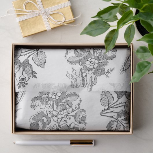 Schwarz-Weiß-Blumenzwiebelblatt Seidenpapier (Geschenk)