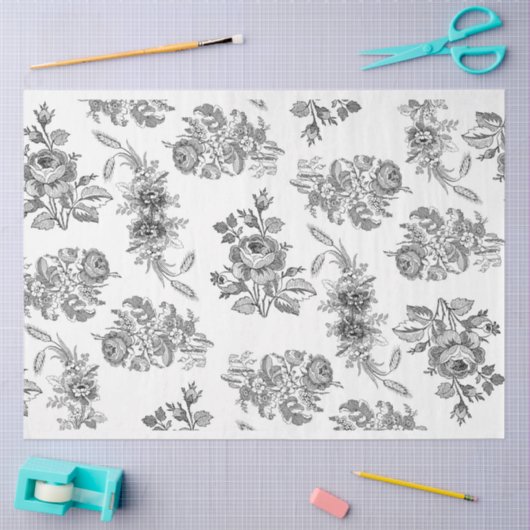 Schwarz-Weiß-Blumenzwiebelblatt Seidenpapier (Basteln)