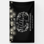 Schwarz-Weiß-Blumenzwiebelleuchten Hochzeit Banner (Vertikal)
