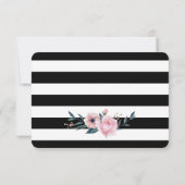 Schwarz-weiß Blush Pink Wasserfarbe Blumenzehen RSVP Karte (Rückseite)