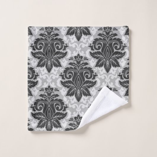 Schwarz-Weiß-Blüte Badhandtuch Set (Waschlappen)