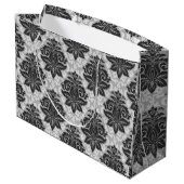 Schwarz-Weiß-Blüte Große Geschenktüte (Rückseite Schrägansicht)