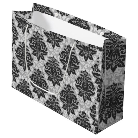 Schwarz-Weiß-Blüte Große Geschenktüte (Vorderseite Schrägansicht)