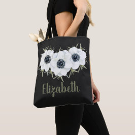 Schwarz-Weiß-Blüte mit Name Tasche