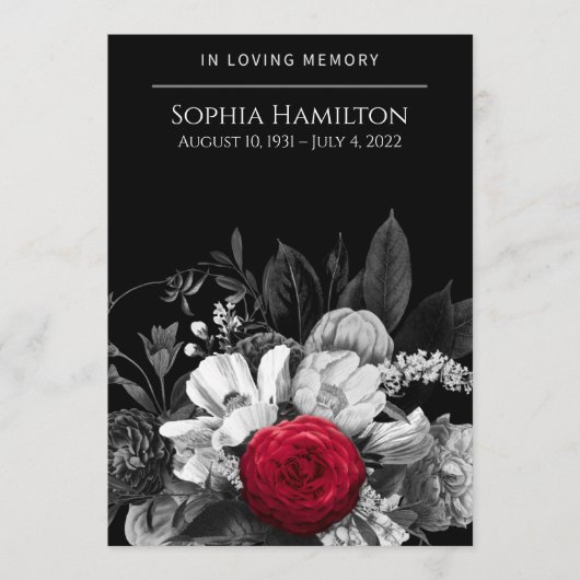 Schwarz-Weiß-Blüte mit Pop der Roten Beerdigung Programm (Vorderseite)