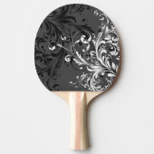 Schwarz-Weiß-Blüten-Blüh Tischtennis Schläger (Vorderseite)