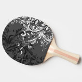 Schwarz-Weiß-Blüten-Blüh Tischtennis Schläger (Seitenansicht)
