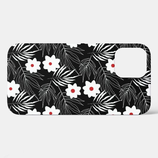 Schwarz-Weiß-Blüten Case-Mate iPhone Hülle (Rückseite (Horizontal))