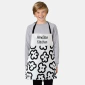 Schwarz-Weiß-Blüten für Kinder Moderne Schürze (Getragen)