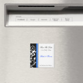 Schwarz-Weiß-Blüten Save the Date blau Magnet (In Situ (Geschirrspüler))