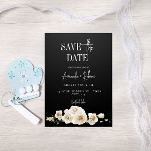 Schwarz-Weiß-Blüten Save the Date Einladung