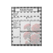 Schwarz-Weiß-Blütenblatt _ Vorlage für Arzneimitte Notizblock (Rotiert)