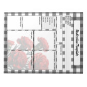 Schwarz-Weiß-Blütenblatt _ Vorlage für Arzneimitte Notizblock (Vorderseite)