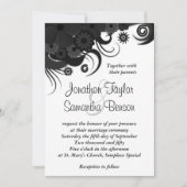 Schwarz-Weiß-Blütenblätter 5 Zoll x 7 Zoll Einladu Einladung (Vorderseite)