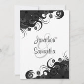 Schwarz-Weiß-Blütenblätter 5 Zoll x 7 Zoll Einladu Einladung (Rückseite)