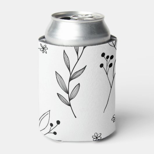 Schwarz-Weiß-Blütenboho-Hochzeit Dosenkühler (Kanne Vorderseite)