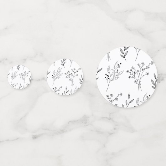 Schwarz-Weiß-Blütenboho-Hochzeit Konfetti (Rückseiten)