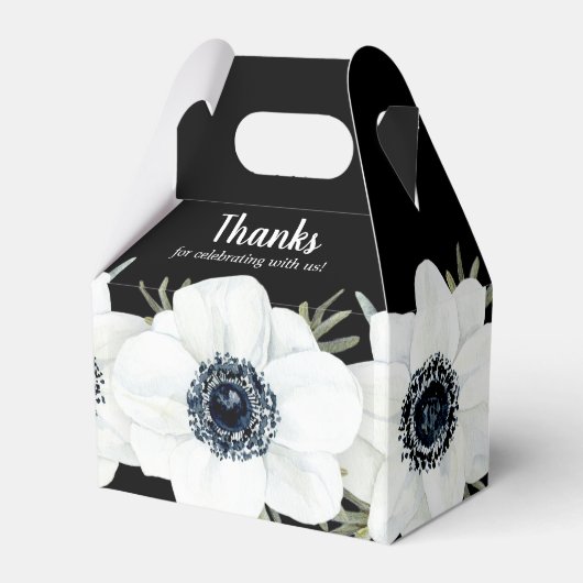 Schwarz-Weiß-Blütenbreite Geschenkschachtel (Vorderseite)
