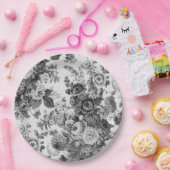 Schwarz-Weiß-Blütenfolie Nr.3 Papierplatte Pappteller (Party)