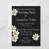 Schwarz-Weiß-Blütengeburt Einladung (Vorderseite)