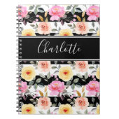 Schwarz-weiß Blütengelb rosa Blumenzellenbezeichnu Notizblock (Vorderseite)